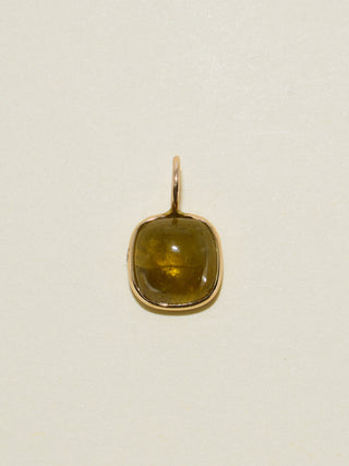 Haunted Garden Grossular Garnet Cushion Cabochon Charm in Yellow 14k Gold