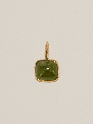 Maggie Grossular Garnet Cushion Cabochon Charm in Yellow 14k Gold