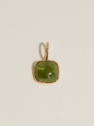 Maggie Grossular Garnet Cushion Cabochon Charm in Yellow 14k Gold