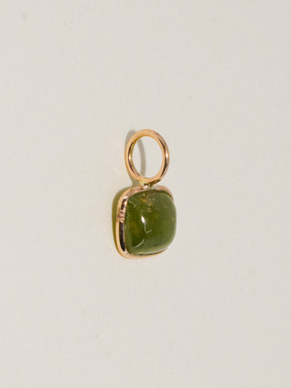 Maggie Grossular Garnet Cushion Cabochon Charm in Yellow 14k Gold