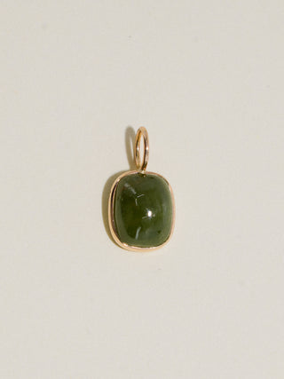 Sayso Grossular Garnet Cushion Cabochon Charm in Yellow 14k Gold
