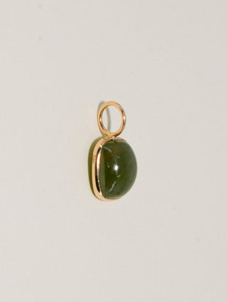 Sayso Grossular Garnet Cushion Cabochon Charm in Yellow 14k Gold