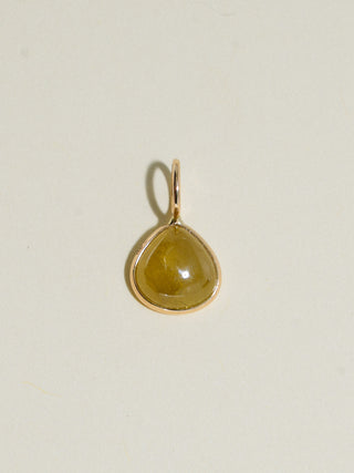 Froggie Tear Grossular Garnet Pear Cut Charm in Yellow 14k Gold