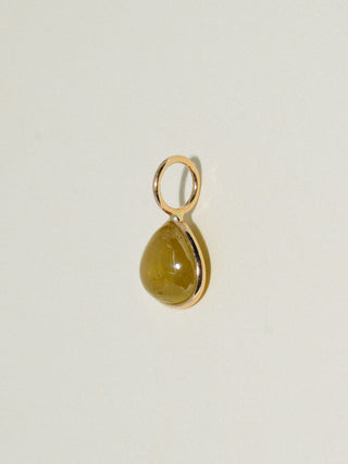 Froggie Tear Grossular Garnet Pear Cut Charm in Yellow 14k Gold