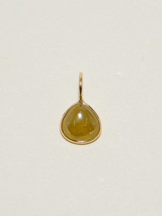 Froggie Tear Grossular Garnet Pear Cut Charm in Yellow 14k Gold