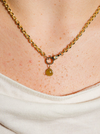 Froggie Tear Grossular Garnet Pear Cut Charm in Yellow 14k Gold