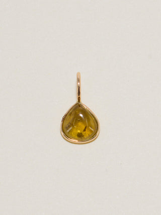 Oozing Grossular Garnet Pear Cabochon Charm in Yellow 14k Gold