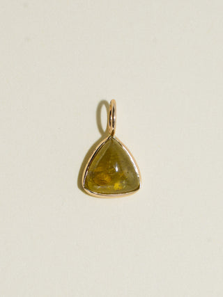 Lime Spell Grossular Garnet Trillion Cabochon Charm in Yellow 14k Gold