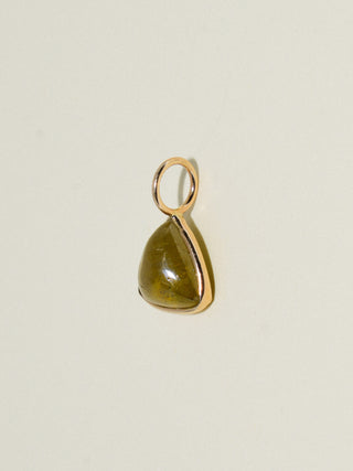 Lime Spell Grossular Garnet Trillion Cabochon Charm in Yellow 14k Gold