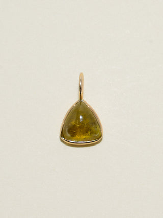 Lime Spell Grossular Garnet Trillion Cabochon Charm in Yellow 14k Gold