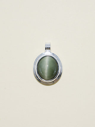 Kitty Time Catseye Triple Oval Cabochon Charm in Sterling Silver