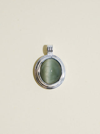 Kitty Time Catseye Triple Oval Cabochon Charm in Sterling Silver
