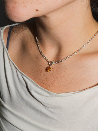Sunshine Citrine Oval Cut Charm in Sterling Silver