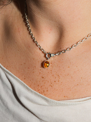 Sunshine Citrine Oval Cut Charm in Sterling Silver