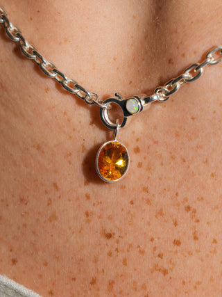 Sunshine Citrine Oval Cut Charm in Sterling Silver