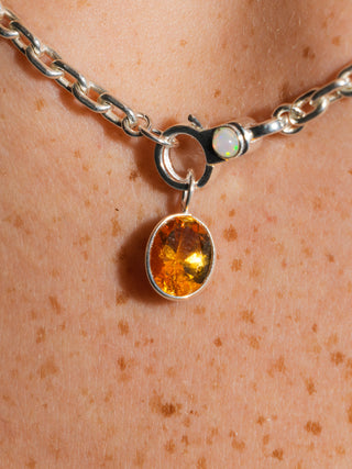 Sunshine Citrine Oval Cut Charm in Sterling Silver