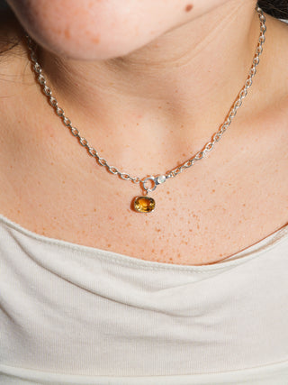 On the Horizon Citrine East West Cushion Cut Charm in Sterling Silver
