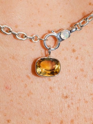 On the Horizon Citrine East West Cushion Cut Charm in Sterling Silver