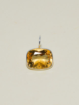 On the Horizon Citrine East West Cushion Cut Charm in Sterling Silver