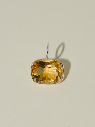 On the Horizon Citrine East West Cushion Cut Charm in Sterling Silver