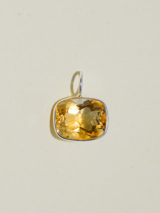 On the Horizon Citrine East West Cushion Cut Charm in Sterling Silver