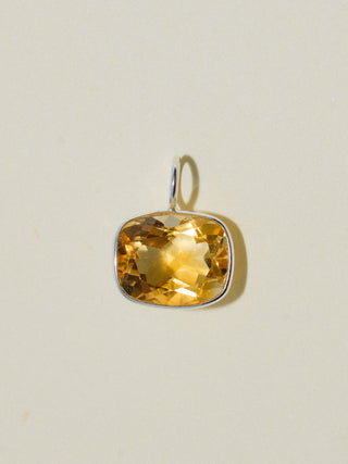 On the Horizon Citrine East West Cushion Cut Charm in Sterling Silver
