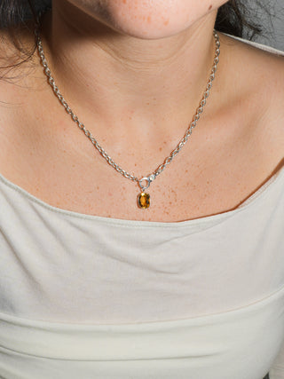 Sun Tea Citrine Cushion Cut Charm in Sterling Silver