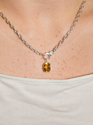 Sun Tea Citrine Cushion Cut Charm in Sterling Silver