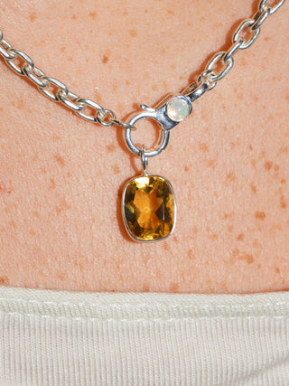 Sun Tea Citrine Cushion Cut Charm in Sterling Silver
