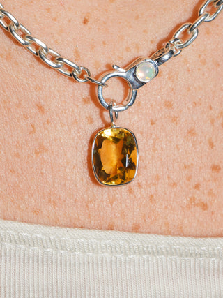 Sun Tea Citrine Cushion Cut Charm in Sterling Silver