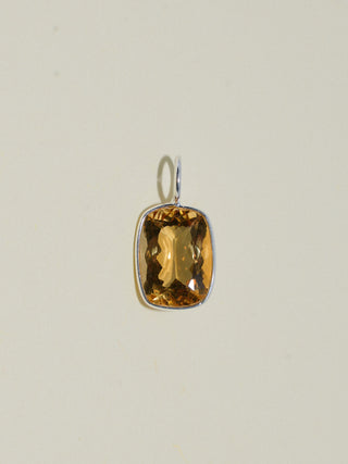 Sun Tea Citrine Cushion Cut Charm in Sterling Silver