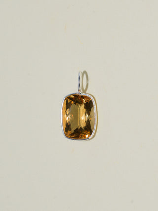 Sun Tea Citrine Cushion Cut Charm in Sterling Silver