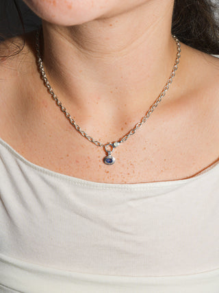 Sea Maiden Kyanite Triple East to West Oval Cut Charm in Sterling Silver