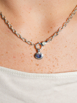 Sea Maiden Kyanite Triple East to West Oval Cut Charm in Sterling Silver