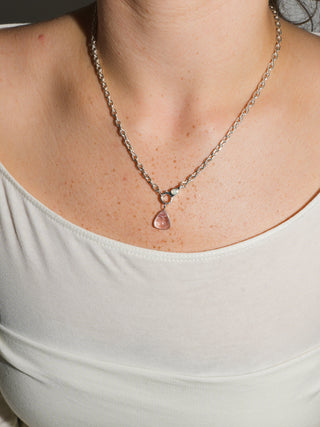 Baby Ice Morganite Trillion Cabochon Charm in White 14k Gold