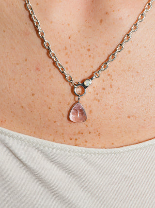 Baby Ice Morganite Trillion Cabochon Charm in White 14k Gold
