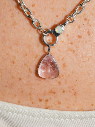 Baby Ice Morganite Trillion Cabochon Charm in White 14k Gold