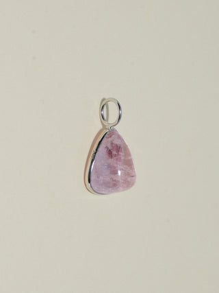 Baby Ice Morganite Trillion Cabochon Charm in White 14k Gold