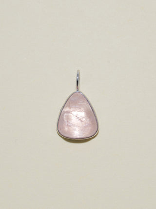 Baby Ice Morganite Trillion Cabochon Charm in White 14k Gold