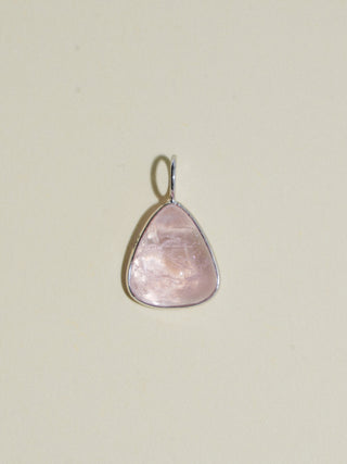 Baby Ice Morganite Trillion Cabochon Charm in White 14k Gold