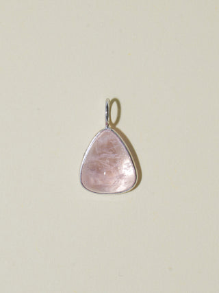 Baby Ice Morganite Trillion Cabochon Charm in White 14k Gold