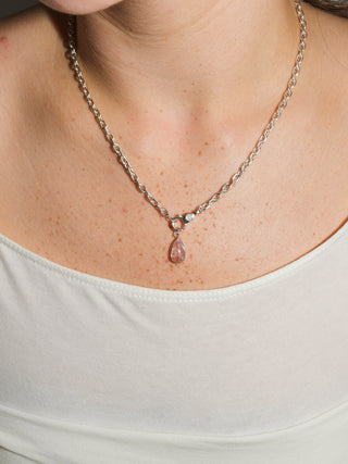 Precious Tears Morganite Teardrop Cabochon Charm in White 14k Gold