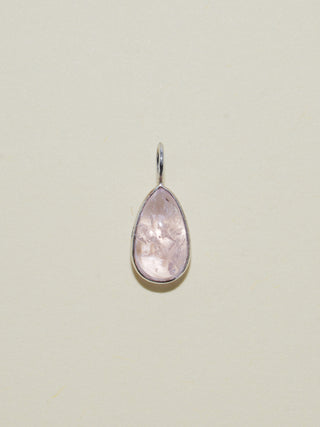 Precious Tears Morganite Teardrop Cabochon Charm in White 14k Gold