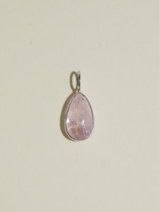 Precious Tears Morganite Teardrop Cabochon Charm in White 14k Gold