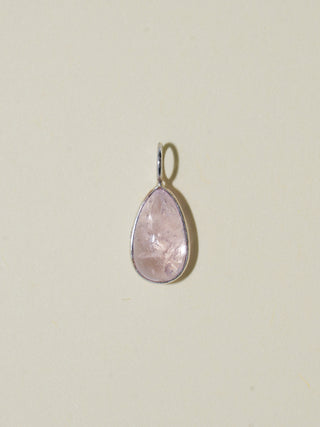 Precious Tears Morganite Teardrop Cabochon Charm in White 14k Gold
