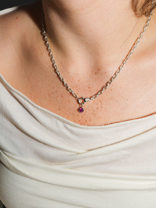 Maggie Rhodolite Round Cut Charm in White 14k Gold