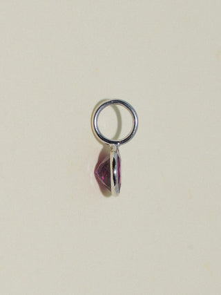 Maggie Rhodolite Round Cut Charm in White 14k Gold