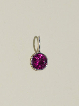 Maggie Rhodolite Round Cut Charm in White 14k Gold