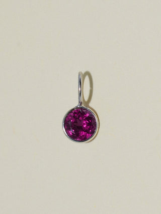 Maggie Rhodolite Round Cut Charm in White 14k Gold