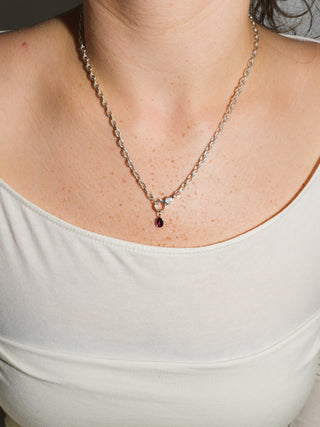 Dottie Rhodolite Oval Cut Charm in White 14k Gold
